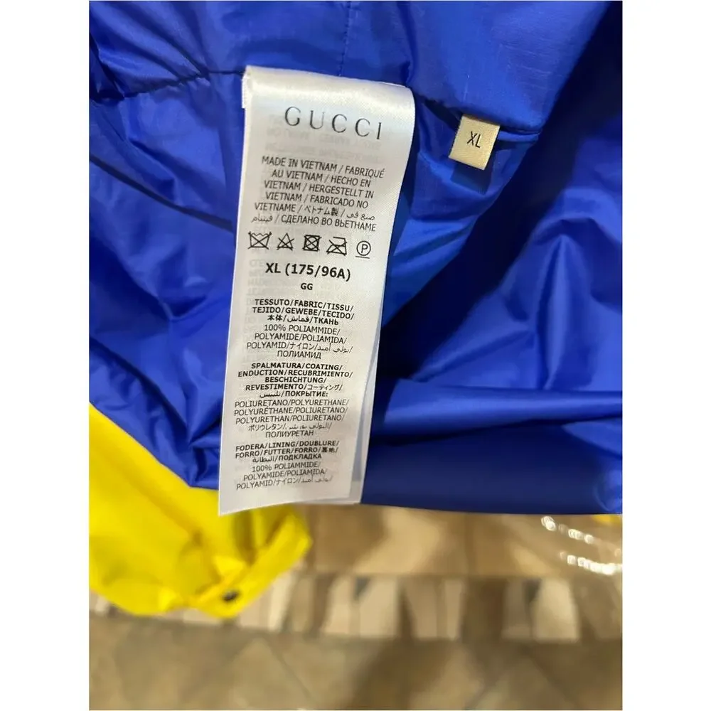 Men's Gucci X North Face techno, hooded rain, jacket size XL